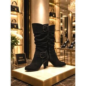 Womens Solid Color, Round Toe Mid Calf Boots - Black - 8